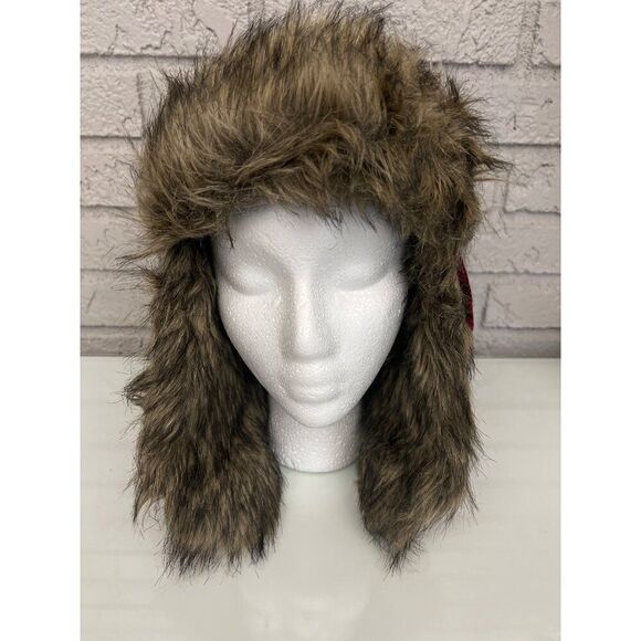 American Eagle Outfitters Trapper Red Plaid Winter Hat OSFM - Picture 1 of 8